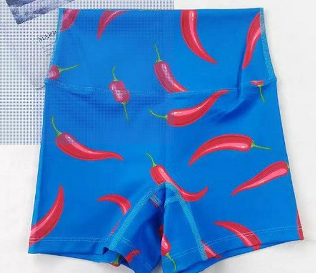 High-Waisted Peach Print Yoga Shorts Medium