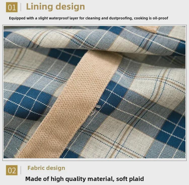 Fartuch kuchenny w kratę w stylu japońskim z misiem, wodoodporny, odporny na zabrudzenia – dwustronny kombinezon do gotowania