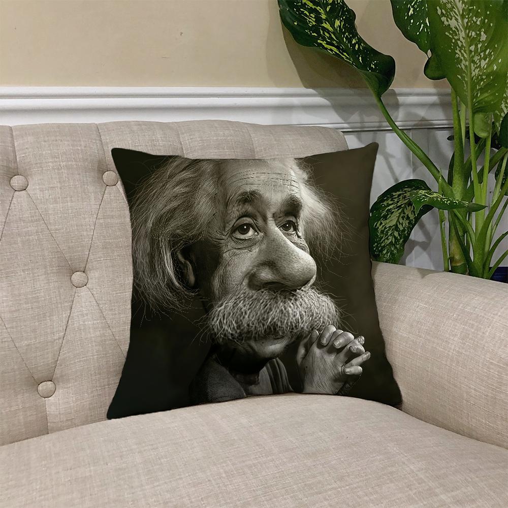 A-Albert E-E-EINSTEIN Cushion Cover Square Sofa Cushion Cover Casual Skin-Friendly Comfortable Pillow Cover