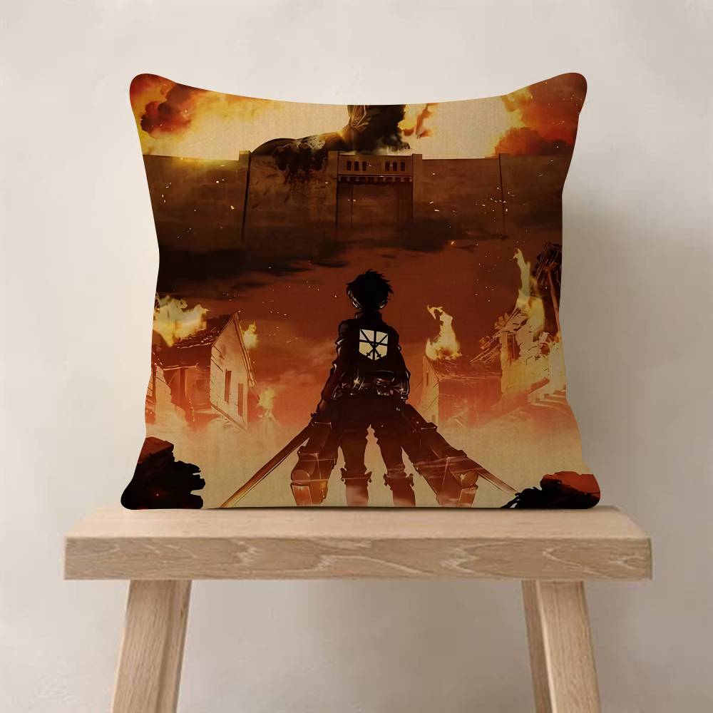 Vintage Anime AAttack On Titan Pillowcase Toon Gift Cushion Cover Bedroom Home Sofa Chair Seat Decor Pillow Case