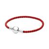 Pulsera de cuerda de cuero trenzado con hebilla redonda de plata S925, ideal para regalos de cumpleaños de mujer, joyería de moda.