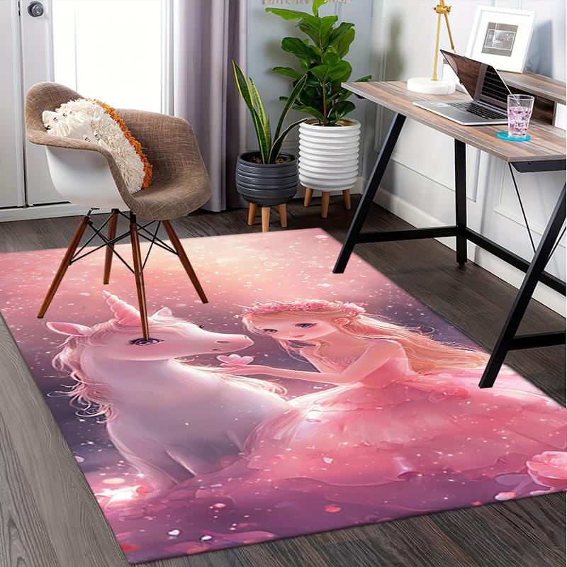 Unicorn and Princess Chair Mat: Office Carpet, Oversized Rug for Home Decor, Sofa Mat, Desk Pad Gift Suitable for Bedroom, Living Room, Any Room