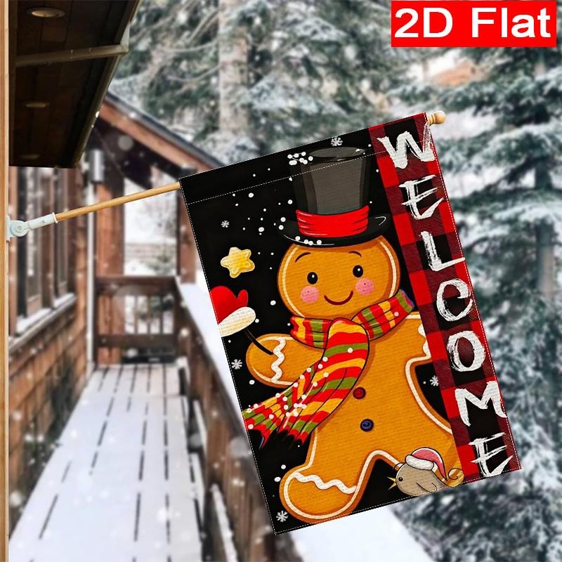 2D Flat, 2D Flat Christmas Gingerbread for Man Christmas Garden Flag- Outdoor Garden Flag Double-sided Home Decoration Courtyard Decoration Outdoor De