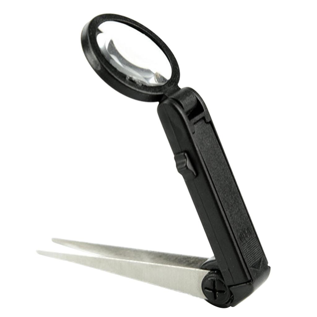 Handy 8x Magnifying Glass Magnifying Glass with Tweezer Magnifying Lens and Tweezers Perfect for Crafts and Tasks