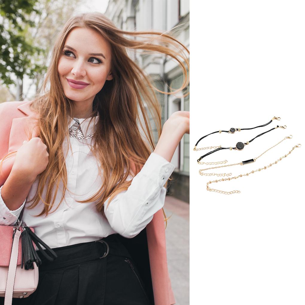 4Pcs Bracelet Round Zircon Fashionable All-match Bracelets Modern Jewelry Delicate Chains Women Gifts Accessories