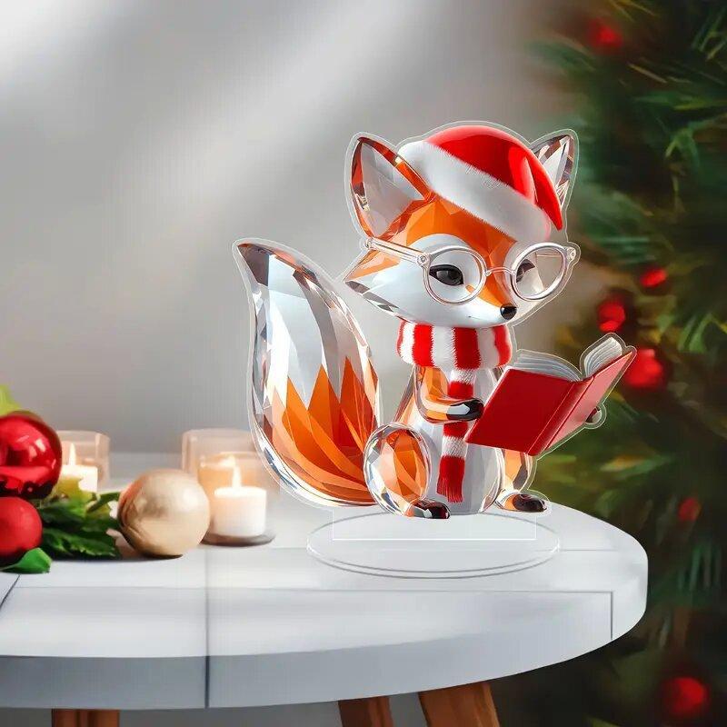 Exquisite Crystal Transparent Fox Acrylic Ornament, Office Desk Decoration, Home Decor