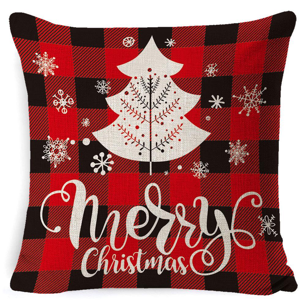 Christmas Pillow Cover Home Sofa Cushion Elk Letter Print Cushion Cover Christmas Atmosphere