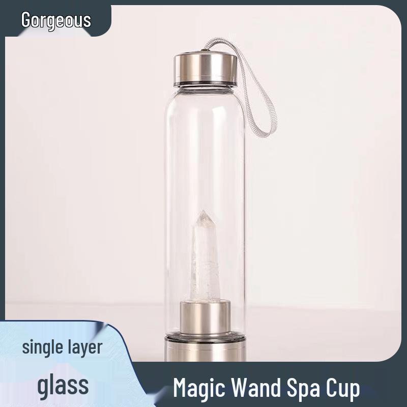 Hexagonal Prism Crystal Glass Water Cup with Magic Wand Spa Design - Custom Logo Option Available
