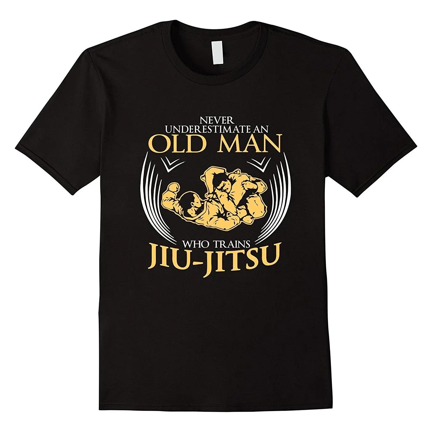 Old Man Trains Jiu Jitsu Funny Brazilian Jiu-Jitsu T Shir... S