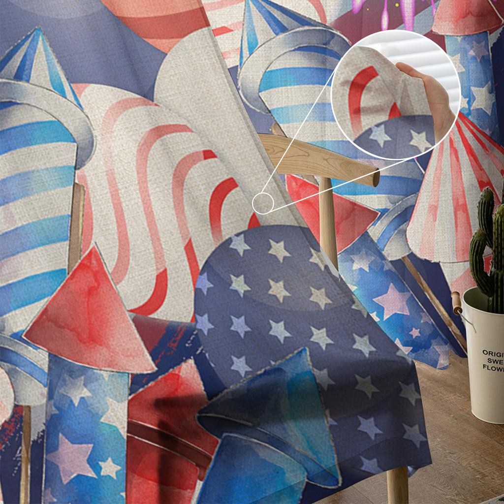 Unabhängigkeitstag Feuerwerk Ballons Transparente Vorhänge für Wohnzimmer Schlafzimmer Kinderzimmer Tüll Fensterdekoration Vorhänge