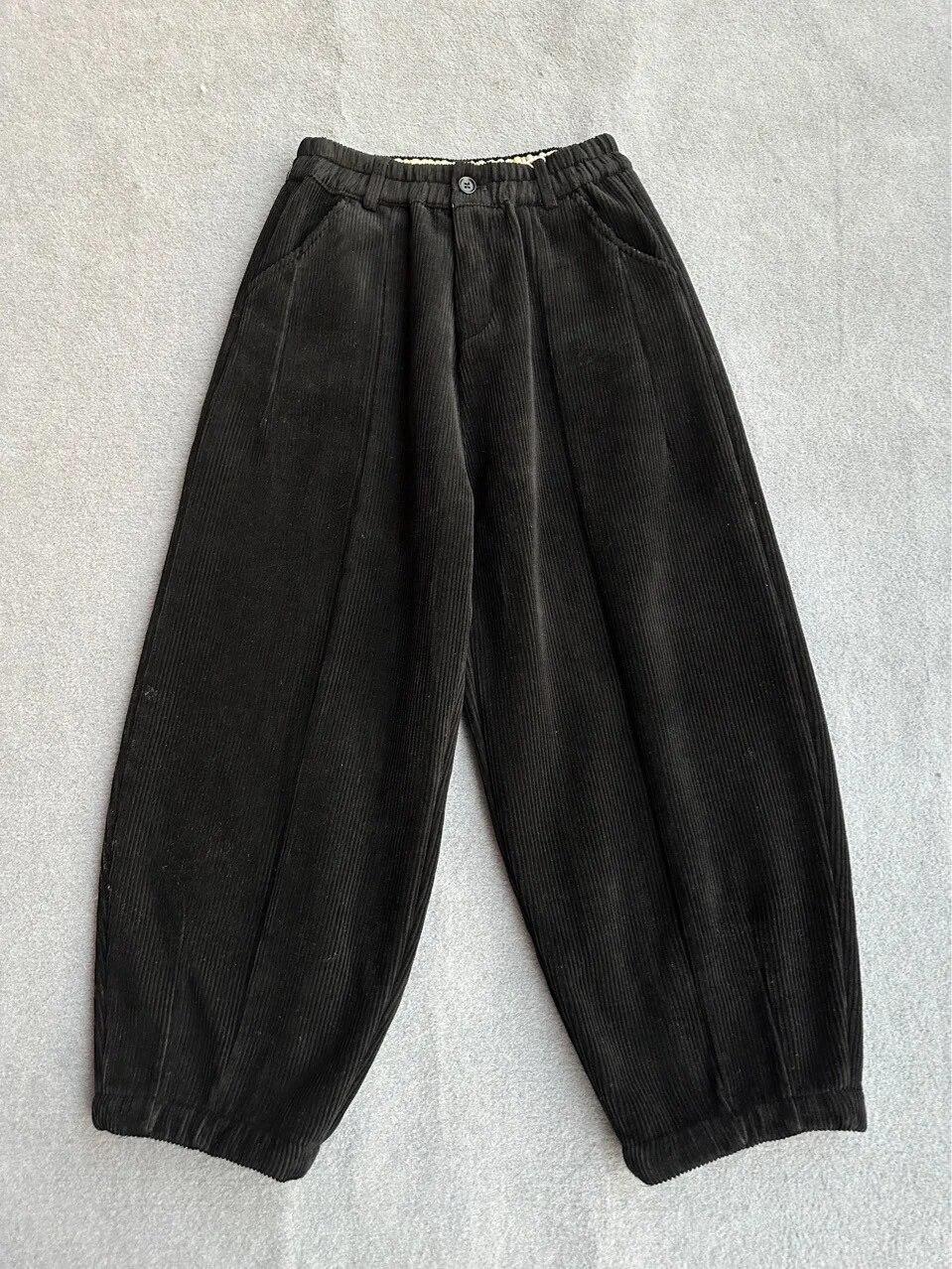 

Johnature, простые японские милые вельветовые флисовые шаровары с высокой талией, свободные толстые хлопковые брюки, осенне-зимние брюки One Size чёрный