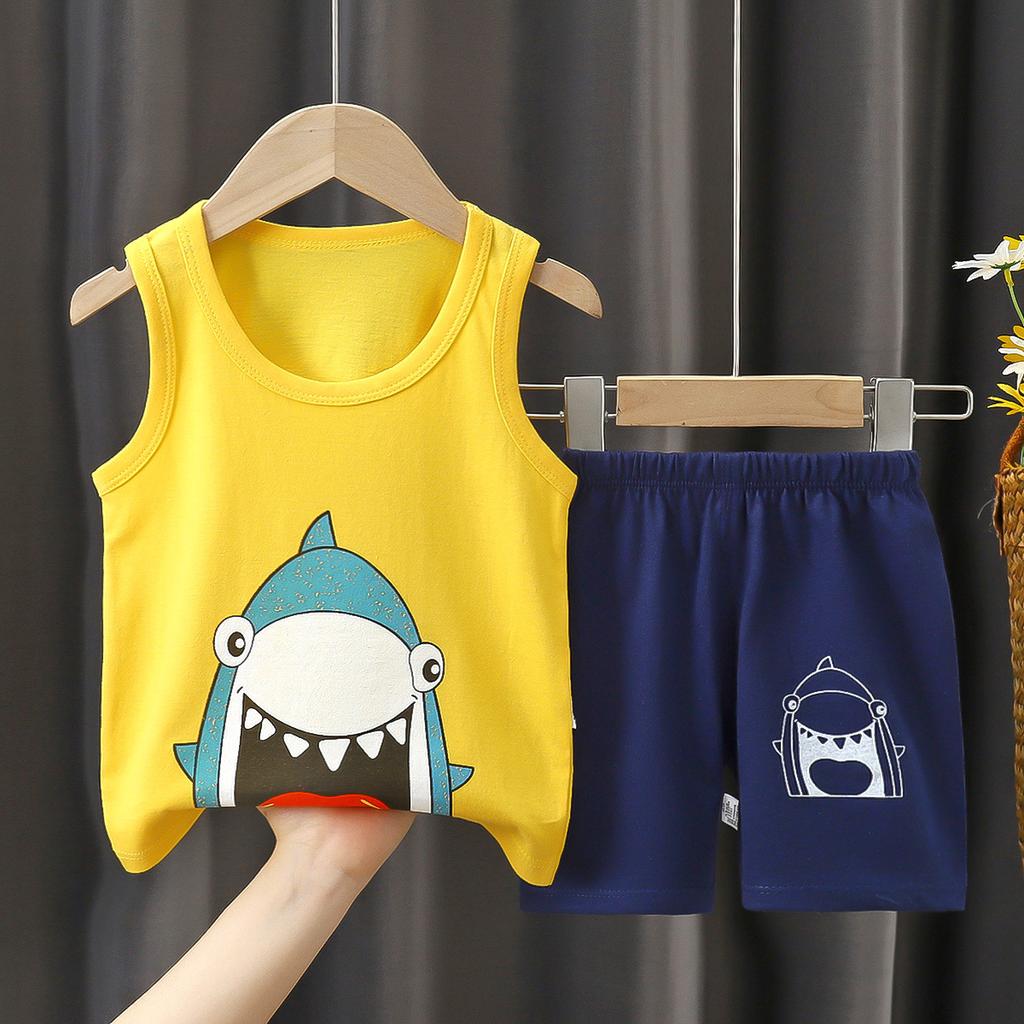 Children's Vest Set Boys' Shorts Summer Cotton New Baby Clothes Girls' Summer Clothes Summer Clothes Children's Clothes