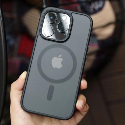 IPhone 16 15 14 13 11 12 Pro Max Plus İçin Mat Yarı Saydam Buzlu Telefon Kılıfı Magsafe Kablosuz Şarj Kapağı İçin Manyetik Kılıf Darbeye Dayanıklı