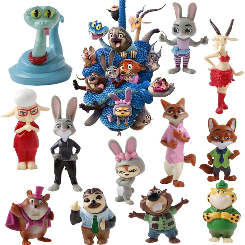 12Pcs Zootopia Cartoon Anime Figure Nick Fox Judy Zootropolis Utopia Action Figure Toys Kids Room Ornaments Cake Topper