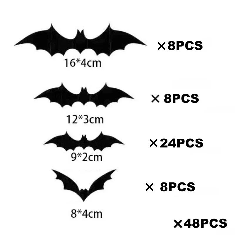 Halloween Decoration 3D Black PVC Bat Halloween Party DIY Decor Wall Sticker Bar Room Halloween Party Scary Decos Props