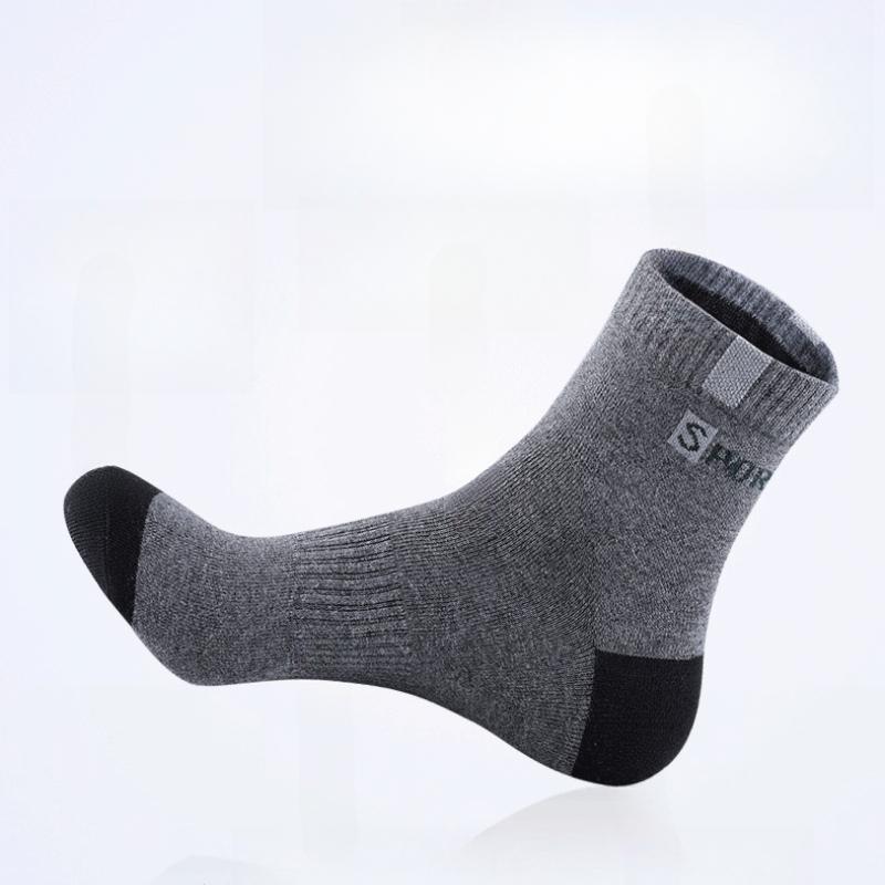 5 Pairs Men Casual Socks Solid Color Sports Sweat-absorbed Comfortable Socks