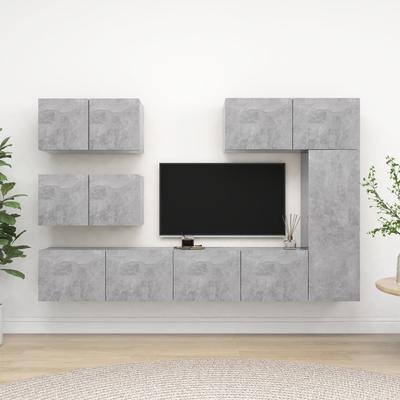 Vidaxl 6-Cz. TV Cabinet Set, Concrete Grey, Wood-Based Material