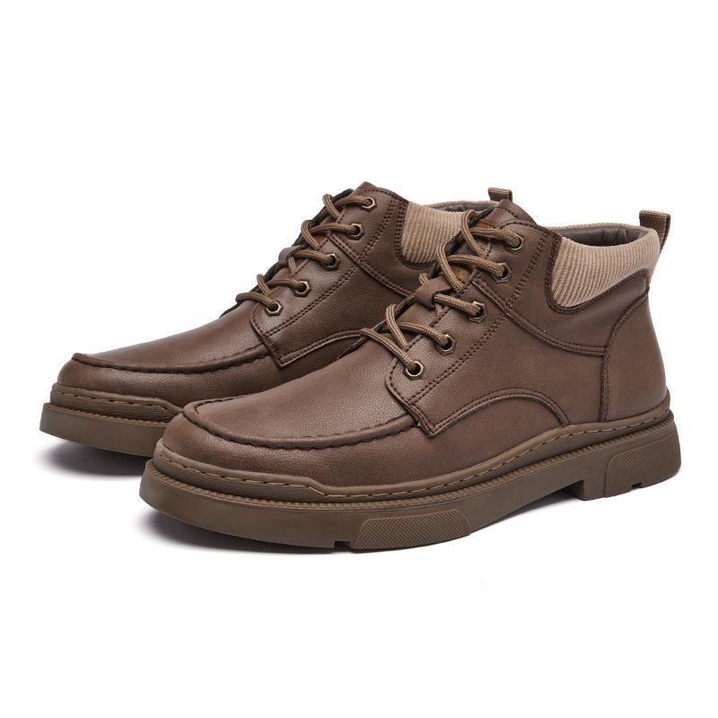 Men s Retro Cowhide Martin Boots - Mid-Top Lace-Up, Non-Slip Outdoor Leather Fashion Work Shoes 44