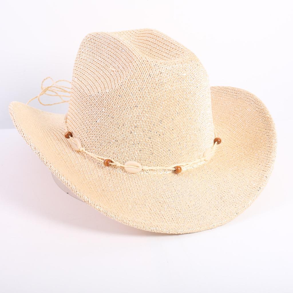 Popular European and American Classic Western Denim Straw Hat, Men's and Women's Fashion Outdoor Sunscreen Sequined Straw Hat