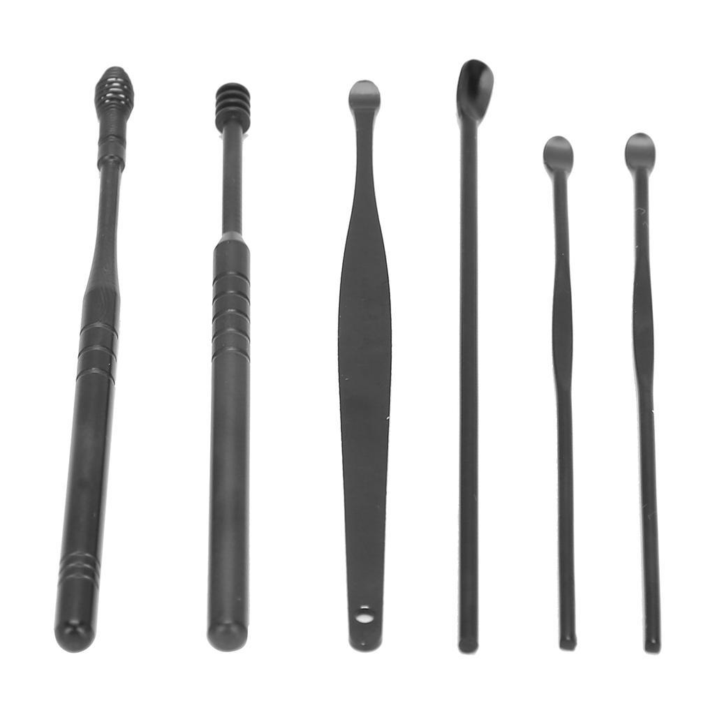 Portable Earwax Removal Cleaner Set U Shape Ear Spoon Spiral Ear Wax Cleaner Tools SetBlack