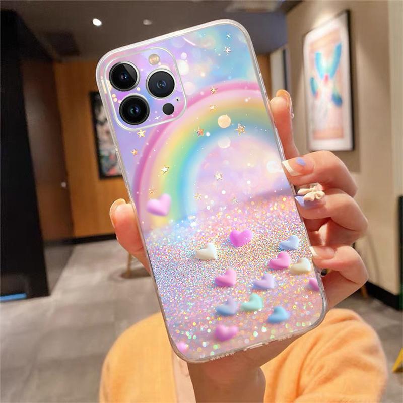 

Phone Case Carcasa Funda For iPhone 17 Pro Max Air 16 15 14 13 Pro Max 15 16 Pro 15Plus Rainbow clouds Case iphone 15ProMax