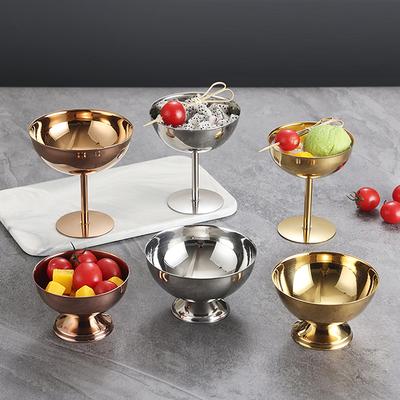 Κύπελλο Επιδόρπιου Ρετρό Υψηλής Βάσης από Ανοξείδωτο Ατσάλι 304 Πολυτελές Κύπελλο Δοχείο Παγωτού Ποτήρι Κοκτέιλ Ξενοδοχείου Εστιατορίου Κύπελλο Πουτίγκας