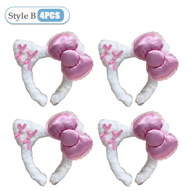 1-20PCS Y2k Leopard Print Kitty Ear Plush Headband Kawaii Girl Hair Ornament Headwear Lolita Fashion Hair Accessory Party Gift