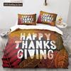 Thanksgiving Day King Soft Duvet Cover Carton Pumpkin Turkey Beding Set Microfiber Maple Leaves Warm Comforter Cover For Young Boys Young Girls Ten