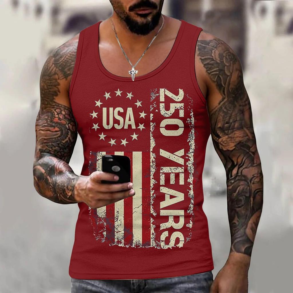 Men 4th Of Shirts USA Muscle Sleeveless Shirt Patriotic Tank Tops