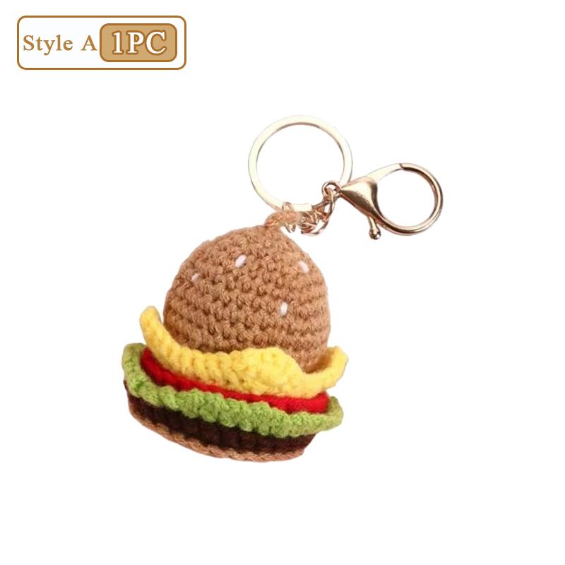 1-10KS Kreatívna pletená kľúčenka Kreslená DIY Hamburger Zmrzlina Prívesok Kľúčenka Prívesky Ručne vyrobený Prívesok pre Dievča Roztomilý Darček