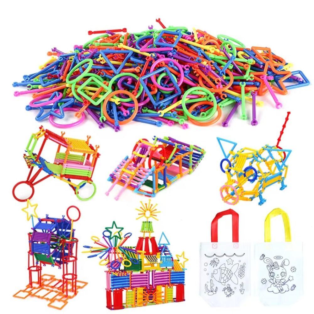 300/500/800/1000/1200Pcs Plastic 3D Building Blocks Stick Building Blocks  Children Education