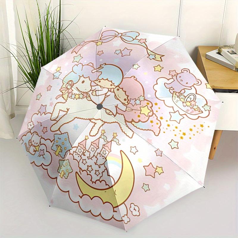 

Unicorn Fantasy,Little Twin Stars Automatic opening and closing folding umbrella with 8-rib frame and compact travel design, perfect for all
