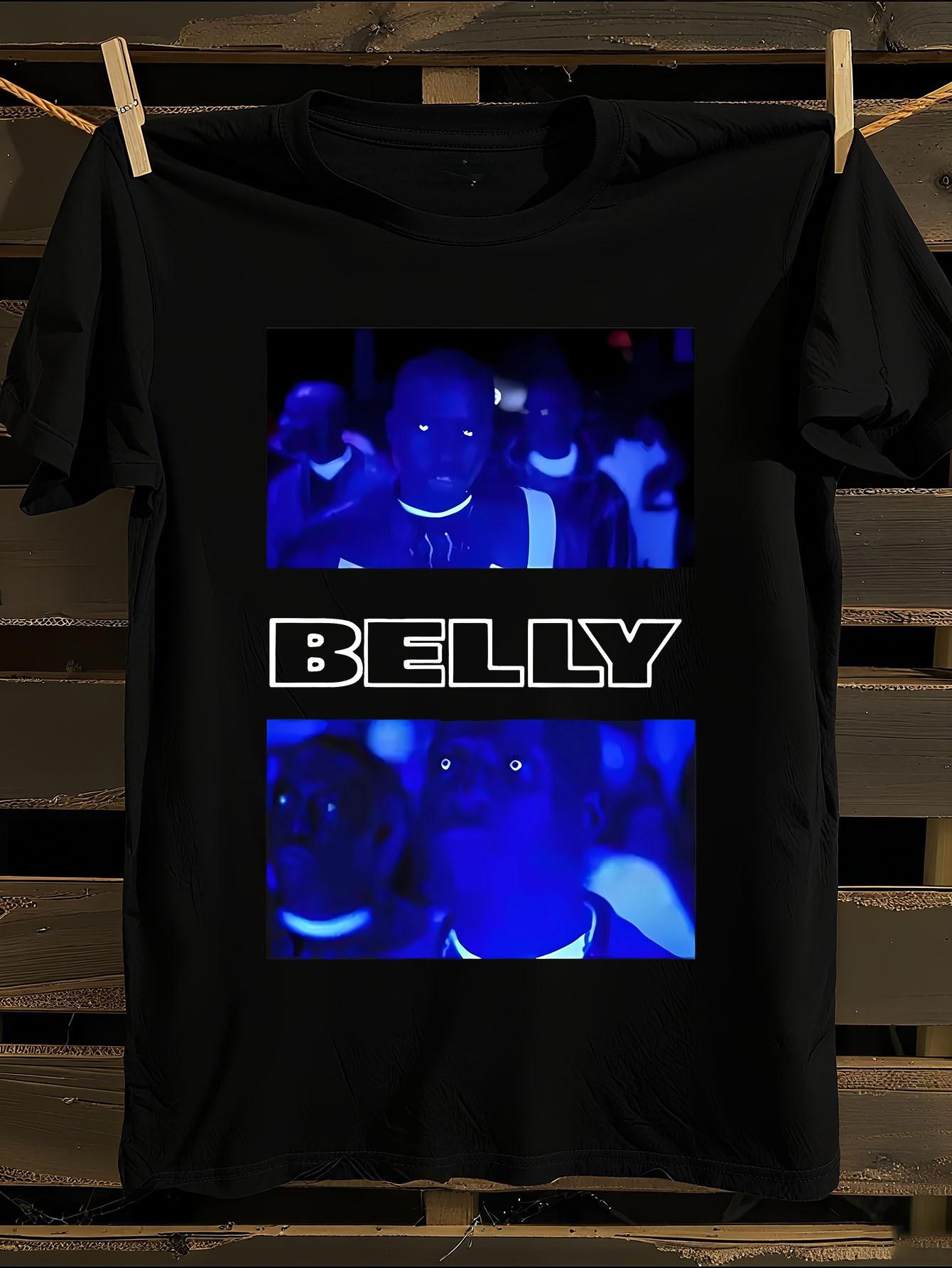 

Belly Graphic T-Shirt Mens Tshirt Womens Tshirts with Letters Print Short Sleeves T-Shirt Casual Street Tee Shirt Top L