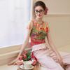 Bailuyu Women's Printed Slim Fit Short Sleeve T-Shirt