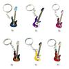 Metal Color Stainless Steel Guitar Car Keychain Small Fresh Novel Round Buckle Accessories Student Bag Pendant Decor