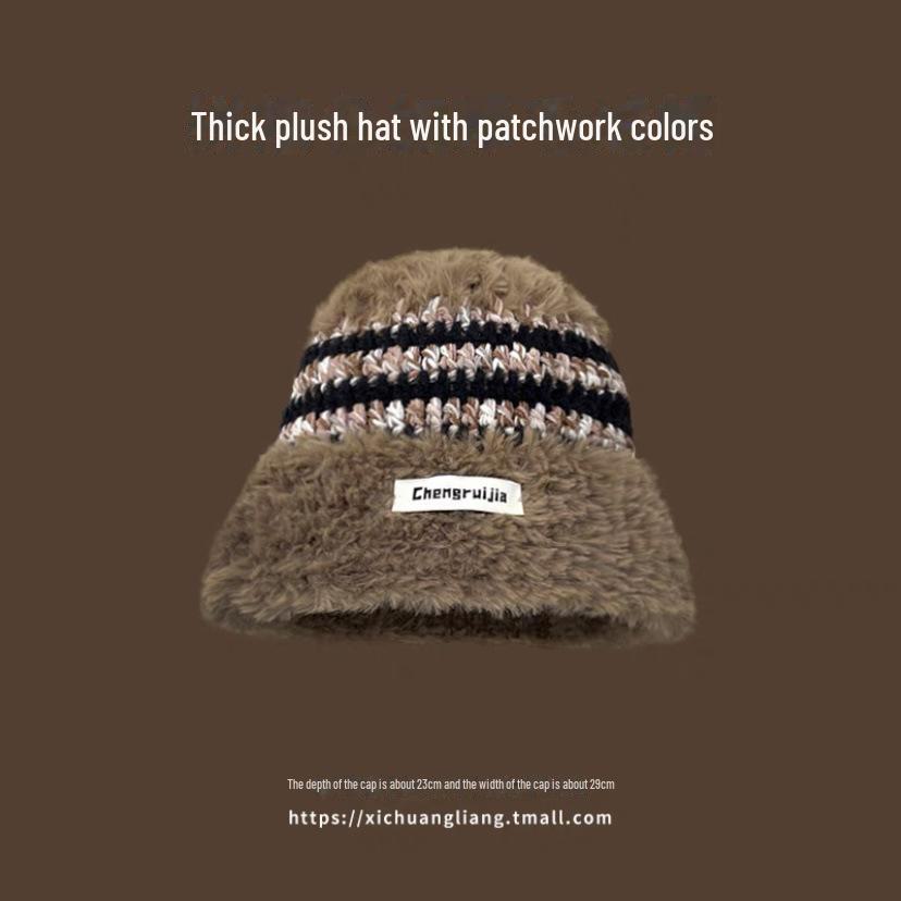 Colorful, Warm Wool Hat with Large Circumference and Cute Autumn-Winter Earmuffs