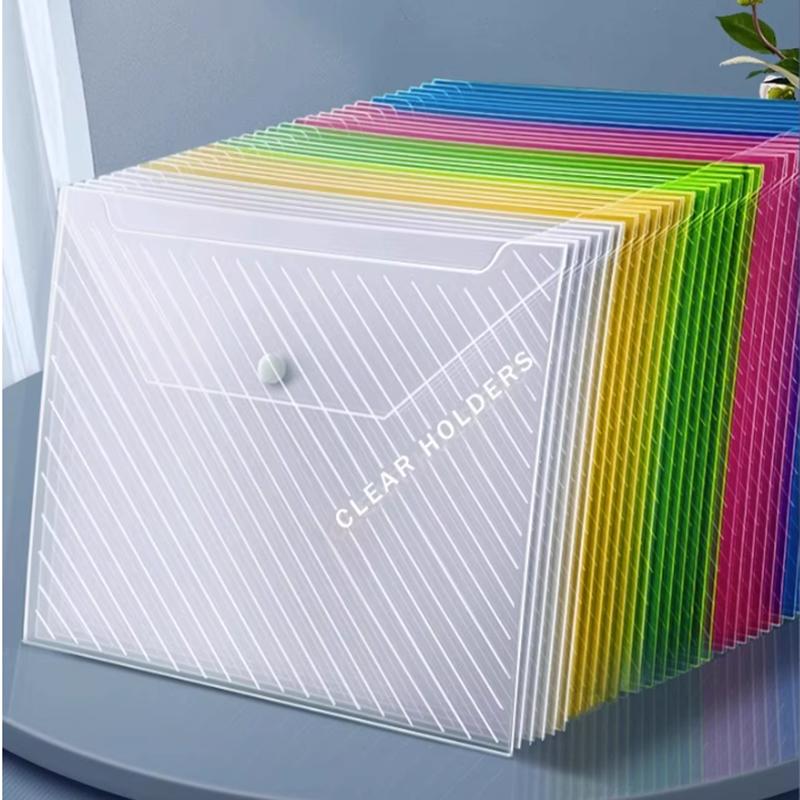 10/20Pcs A4 Color File Bag Thickened Plastic Large-capacity Waterproof Snap-on Storage Bag for Archives Test Papers and Books