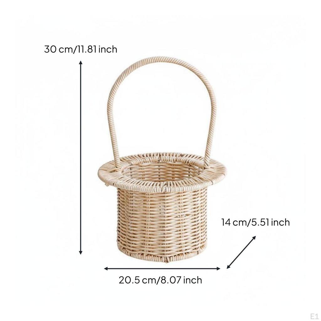 Woven Flower Basket Handwoven Handmade Imitation Rattan Versatile Home Decor for Picnic,