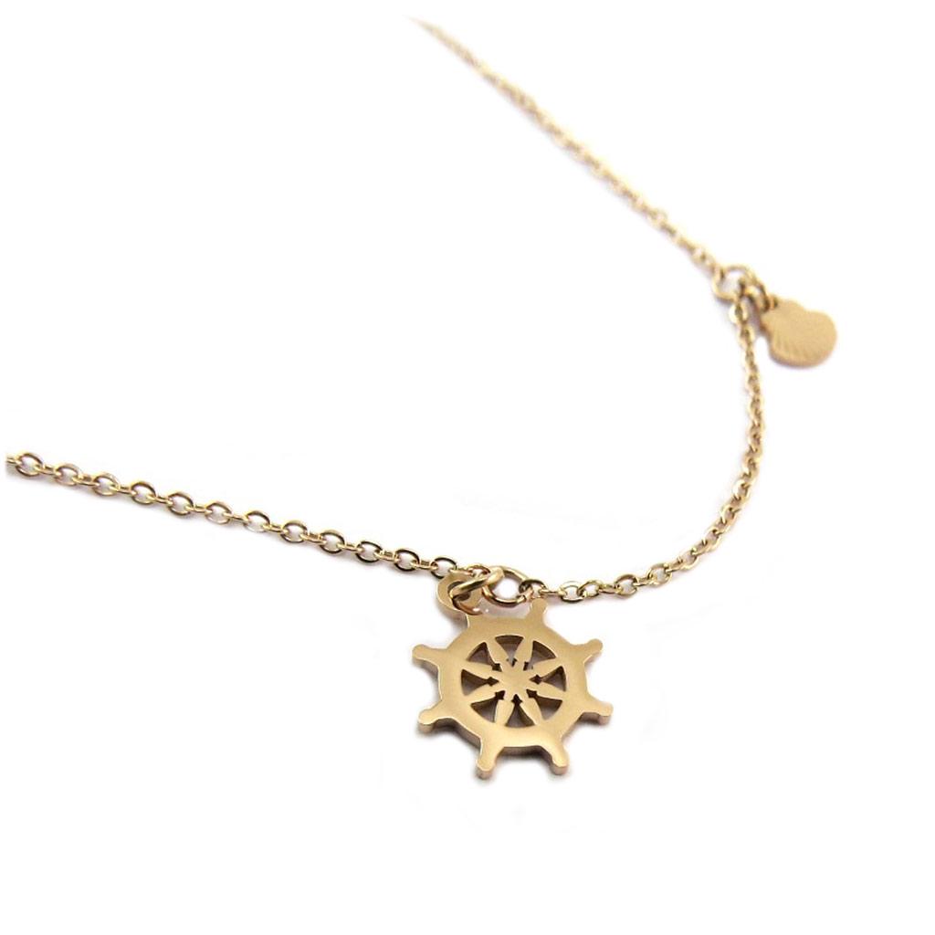 Les Trésors De Lily [P7817] - Steel Ankle Chain 'Monde Marin' Rose Gold (gold Pink) - 25.5 Cm - Anchor 15x13 Mm