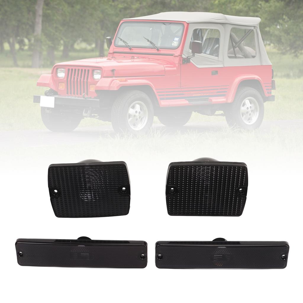 4PC Side Marker Light and Turn Signal Light Housings 56001378 Replacement for YJ