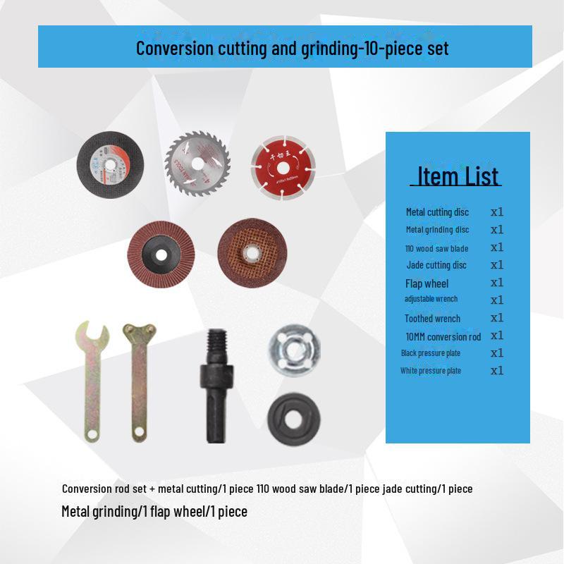 Angle Grinder Conversion Set: Cutting, Polishing, and Grinding Accessories