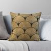 Elegante Federa per Cuscino a Forma di Ventaglio Dorato Art Déco Poliestere Lino Velluto Stampata con Zip Federa Decorativa Copricuscino per Stanza