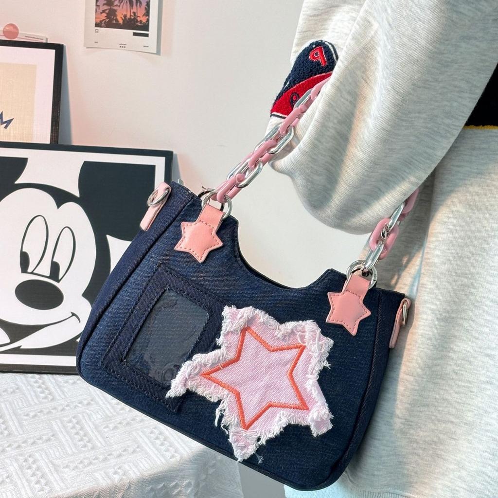 Denim Bag 2024 New Niche Hot Girl Y2K Single Shoulder Crossbody Bag Japanese Style Small Capacity Star Handbag Trendy