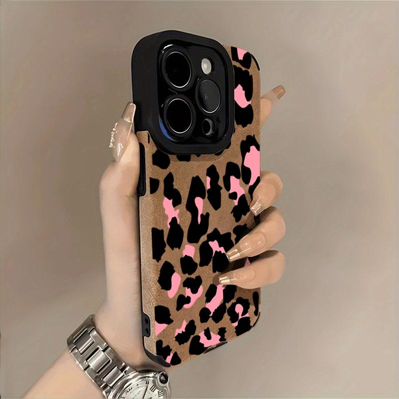 Fashion Pink Leopard Phone Case For iPhone 17 16 15 14 13 12 11 17 Pro Max Air X XR XS Max 16E Plus Shockproof Soft Cover