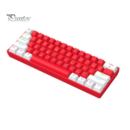 

Проводная механическая игровая клавиатура с RGB-подсветкой, эргономичный дизайн, 61 клавиша, компактная мини-проводная офисная клавиатура для ноутбука красный/белый