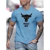 Summer Daily Casual Outdoor Street Short-sleeved Top Fashion 3D Bull Head Print Men's T-shirts