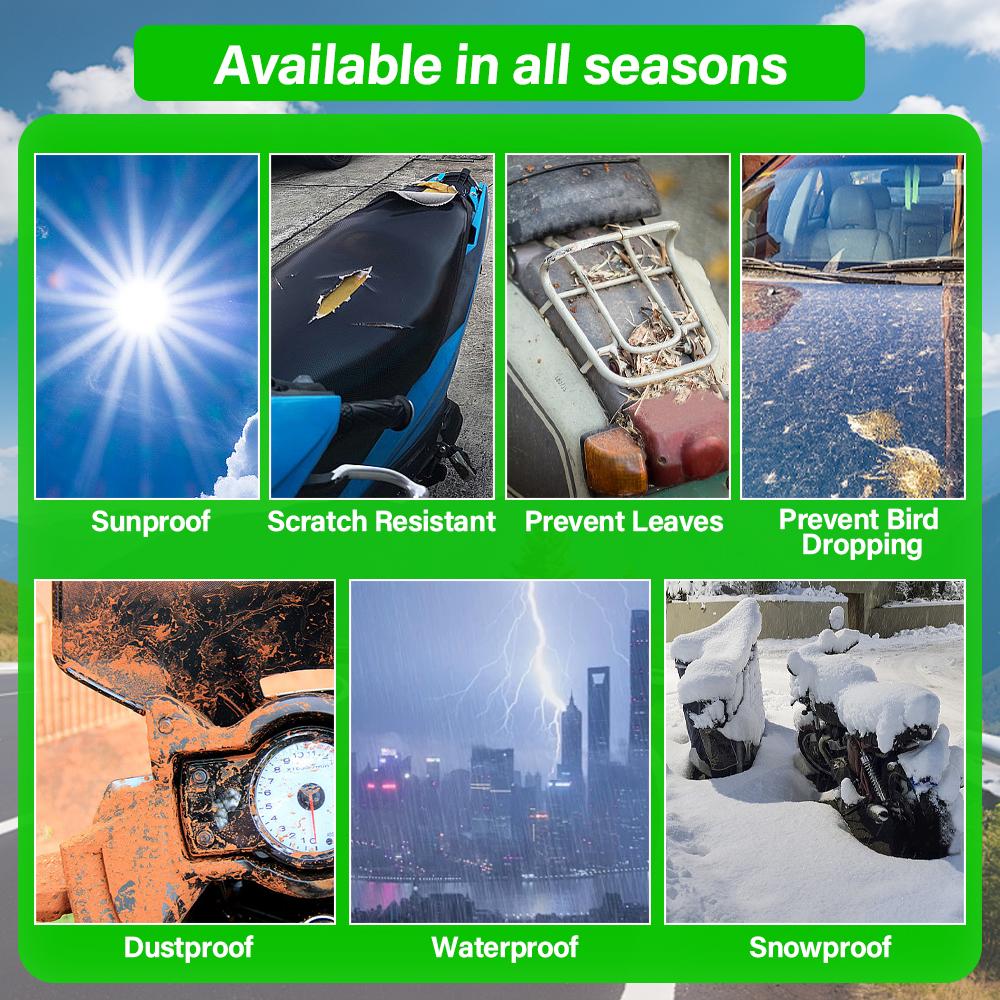 4XL Motorcycle Cover 300D Heavy Duty Oxford Fabric, Waterproof Sun Rain Dust Proof with Built-in Anti-theft Buckle for All Seaso