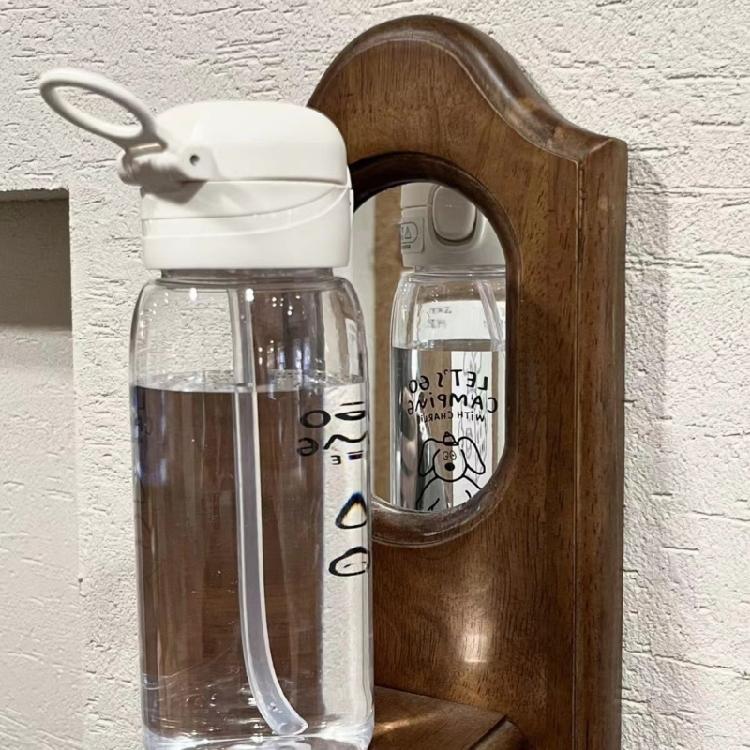 Portable Drop Resistant Hand Cup Water Bottles Clear Plastic Water Bottle with Straw Cartoon Water Cup for Gym School