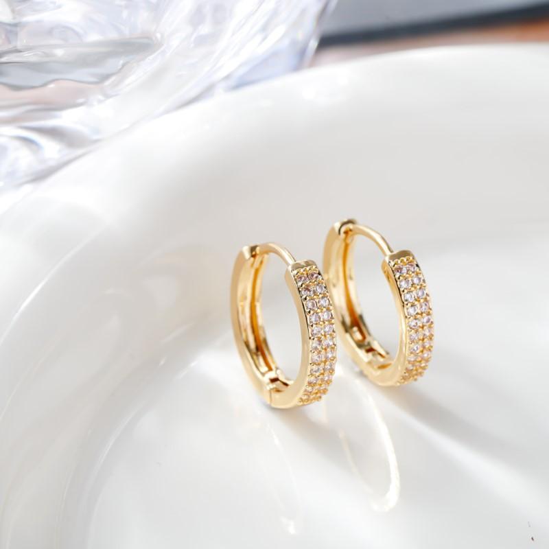 6/8/10/12mm Silver Double Row Zircon Hoop Earrings for Women Trendy Y2K CZ Huggies Earring Jewelry Gifts