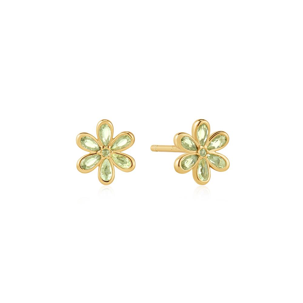 Ania Haie Gold Mint Green Floral Stud 925 Silver Earrings E073-06G